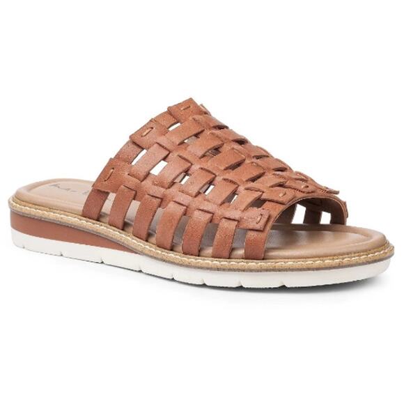 New ADAM TUCKER Women's Arrow Woven Leather Slide Sandal Size 6 - Picture 1 of 6